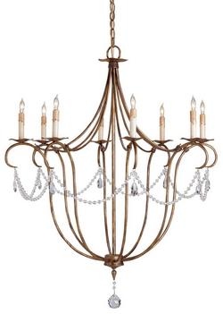 31 in. 60W 8-Light Candelabra E-12 Chandelier in Rhine Gold