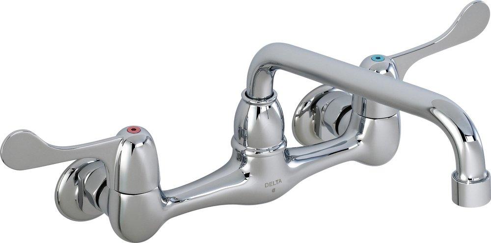Delta Faucet Chrome Two Wristblade Handle Wall Mount Service Faucet 