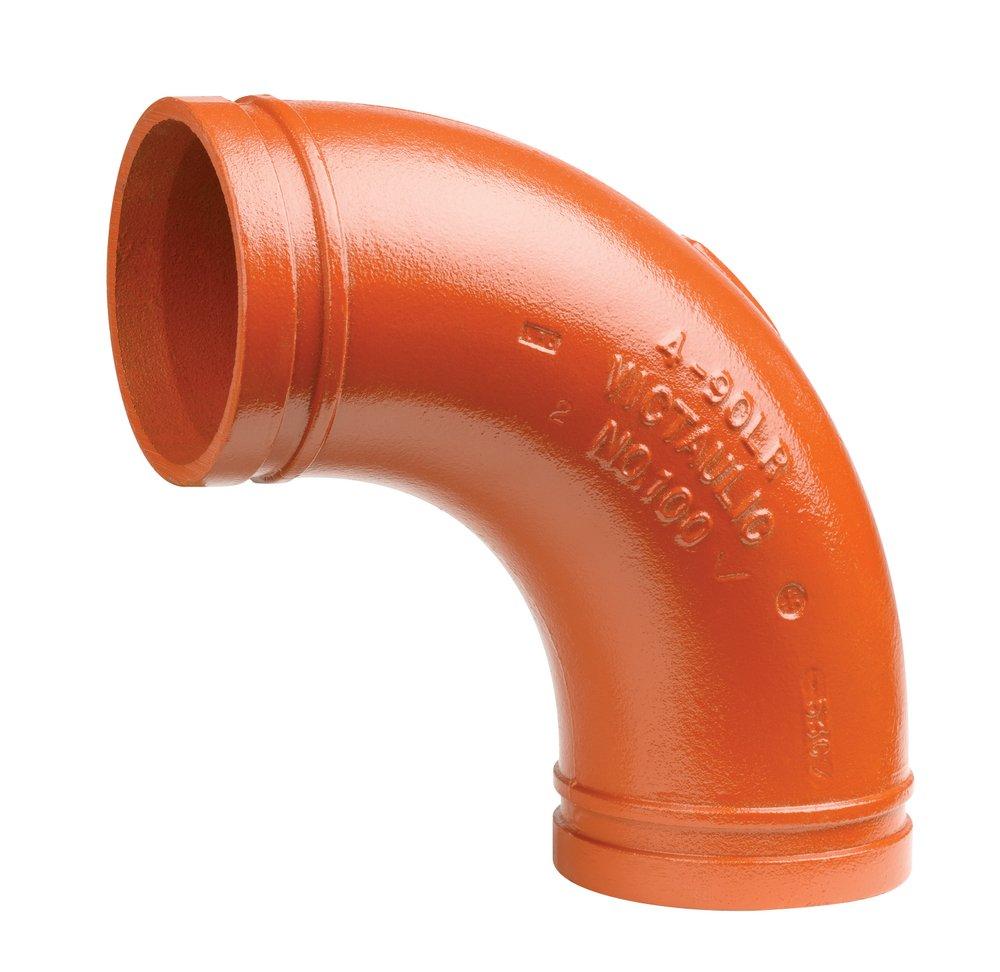 Victaulic Orange Grooved Painted Long Radius 90 Degree Elbow 