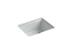25 x 22 in. 5 Hole Cast Iron Single Bowl Undermount Kitchen Sink in Ice Grey