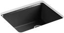 KOHLER Black Black&trade; 25 x 22 in. 5 Hole Cast Iron Single Bowl Undermount Kitchen Sink 