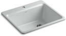 KOHLER Ice&trade; Grey 25 x 22 in. 1 Hole Cast Iron Single Bowl Drop-in Kitchen Sink 