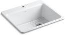 25 in. Drop-in Cast Iron Single Bowl Kitchen Sink in White