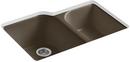33 x 22 in. 4 Hole Cast Iron Double Bowl Undermount Kitchen Sink in Suede
