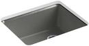 KOHLER Thunder&trade; Grey 25 x 22 in. 5 Hole Cast Iron Single Bowl Undermount Kitchen Sink 