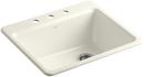 KOHLER Biscuit 25 x 22 in. 3 Hole Cast Iron Single Bowl Drop-in Kitchen Sink 