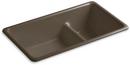 33 x 18-3/4 in. No Hole Cast Iron Double Bowl Dual Mount Kitchen Sink in Suede