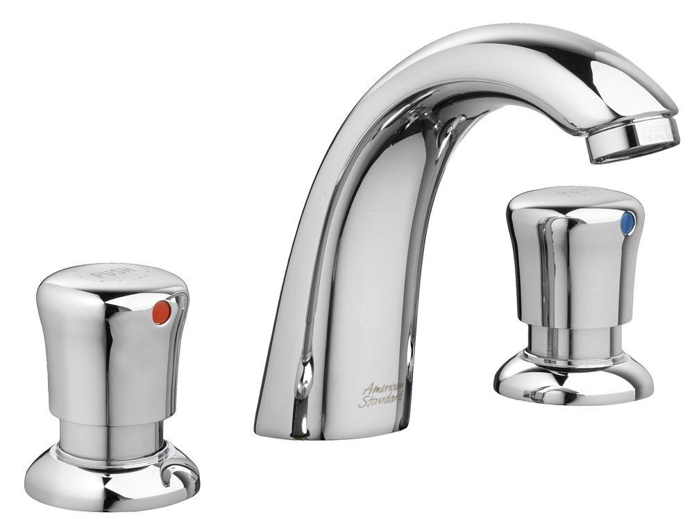 American Standard Polished Chrome Two Handle Metering Deck Mount Service Faucet 