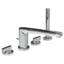 4-Hole Tub Faucet with Double Lever Handle and Hand Shower in Polished Chrome