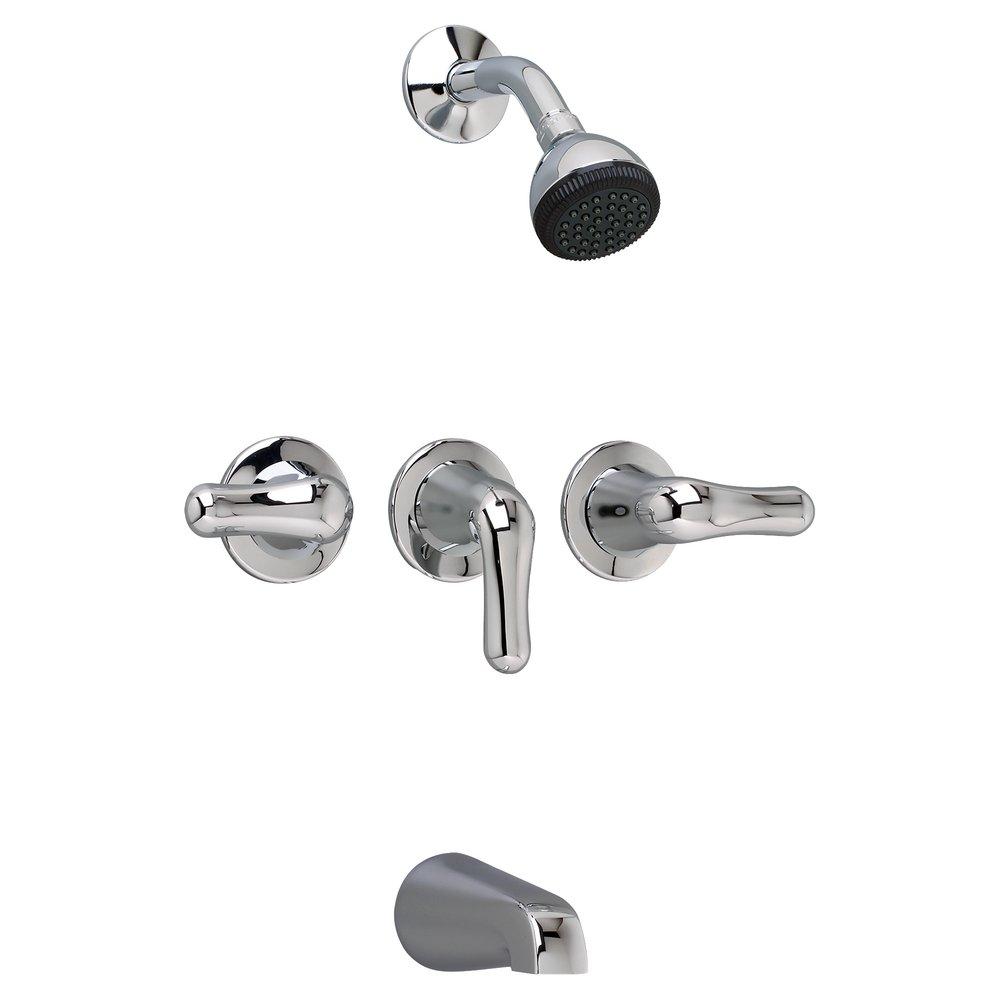 American Standard Polished Chrome Three Handle Single Function Bathtub & Shower Faucet 