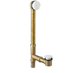 18-1/2 in. Brass Toe-Tap Drain in White