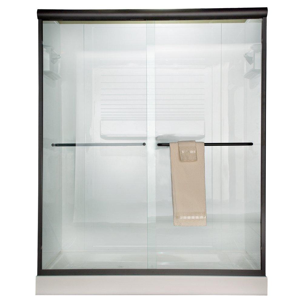 American Standard Oil Rubbed Bronze 70 x 24-1/4 x 60 in. Frameless Sliding Shower Door with Clear Glass 