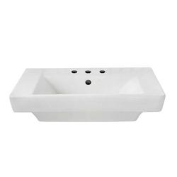 24 in. Rectangular Vitreous China Pedestal Bathroom Sink in White