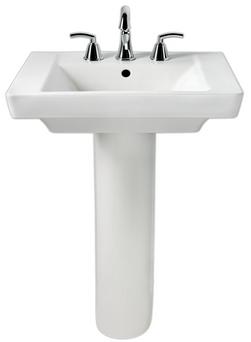 24 in. Rectangular Vitreous China Pedestal Bathroom Sink in White