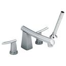 2.5 gpm Widespread Tub Filler with Double Lever Handle and Shower in Polished Chrome