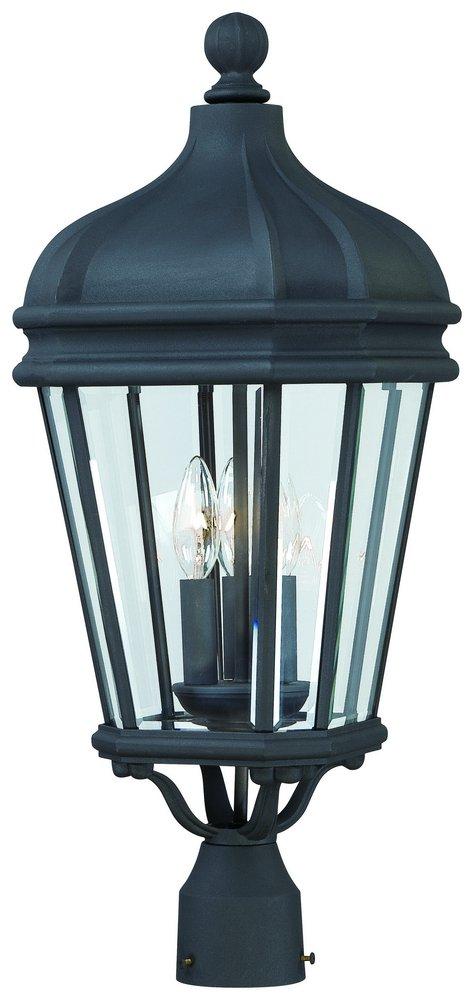 Minka Black 10 x 25-3/4 in. 60W Candelabra E-12 Incandescent 3-Light Traditional Outdoor Post Lamp 