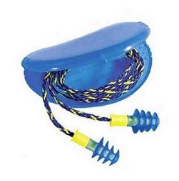 30 dB Corded Plastic Reusable Ear Plugs in Green with Yellow