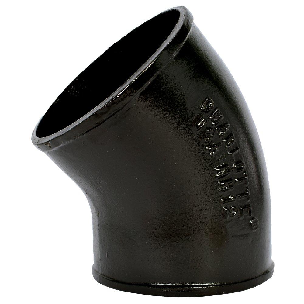 Black No Hub 45 Degree Cast Iron 1/8 Bend 