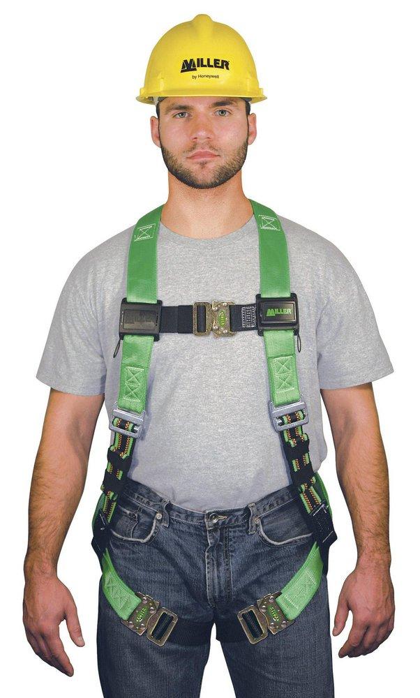 Miller Fall Protection Green Vest Style Back Padding Body Harness 