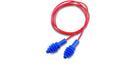 27 dB Corded Plastic Reusable Ear Plugs (50 Pairs) in Blue with Red
