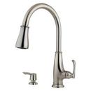 2.2 gpm Single Lever Handle Deckmount Kitchen Sink Faucet 360 Degree Swivel High Arc Pull-Down Spout 3/8 in. Compression Connection in Stainless Steel