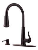 1-Hole Pull-Down Kitchen Faucet with Single Lever Handle in Tuscan Bronze