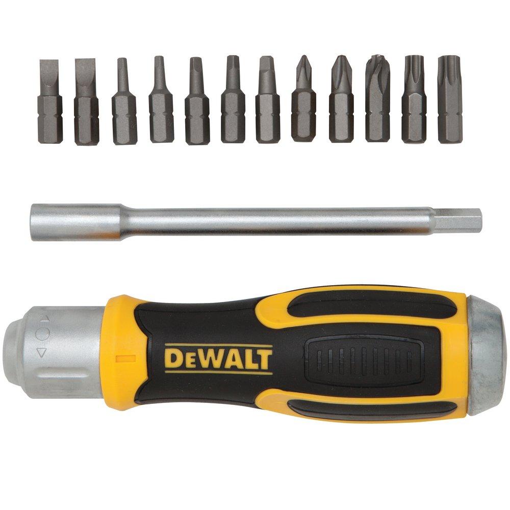 DEWALT Yellow Manual Magnetic Multi-bit and Ratchet 13-Piece Screwdriver 