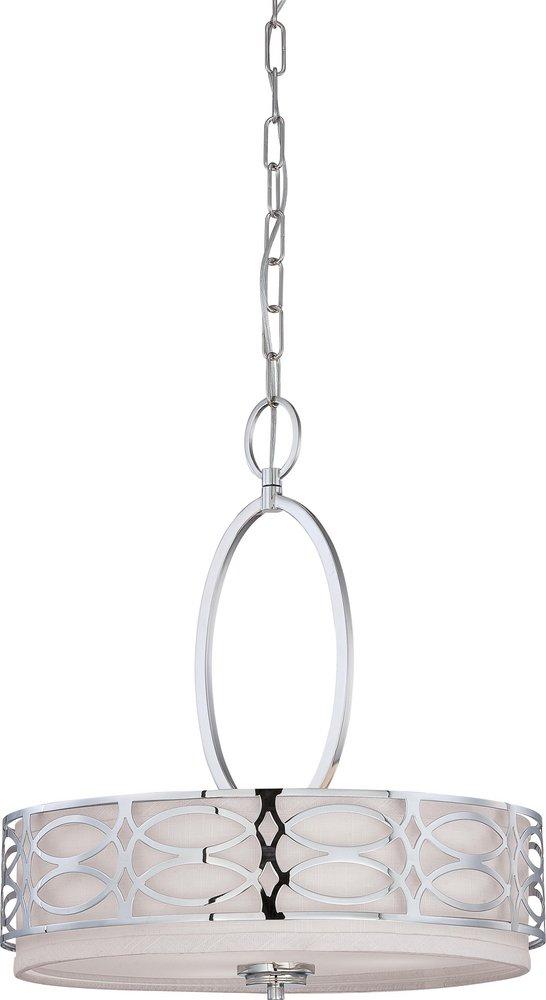 NUVO Polished Nickel 60W 3-Light Pendant Hanging Light Fixture 