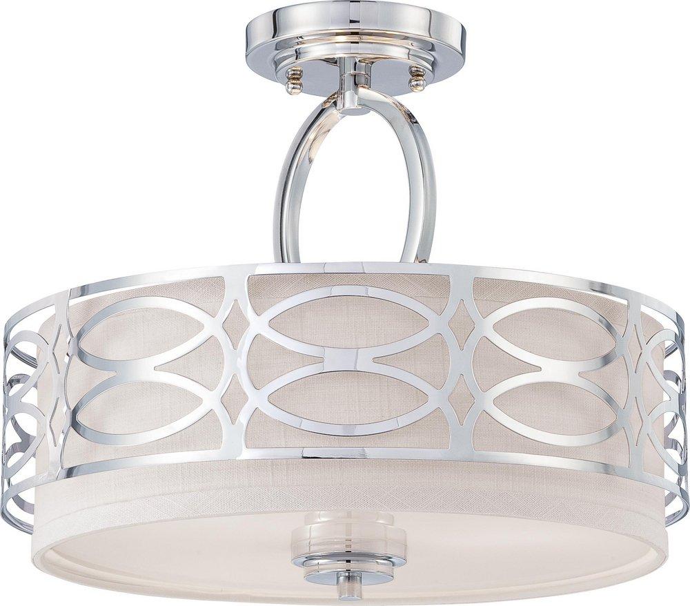 NUVO Polished Nickel 12 x 15 in. 60W 3-Light Medium Semi-Flush Mount Ceiling Fixture 