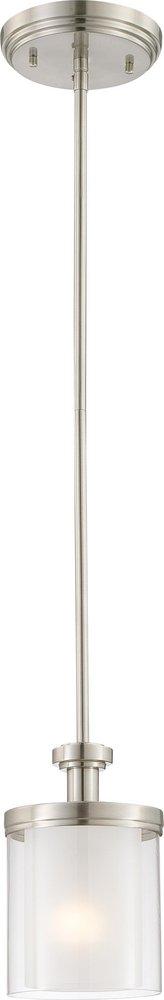 NUVO Brushed Nickel 60W 1-Light Mini Pendant Hanging Light Fixture 