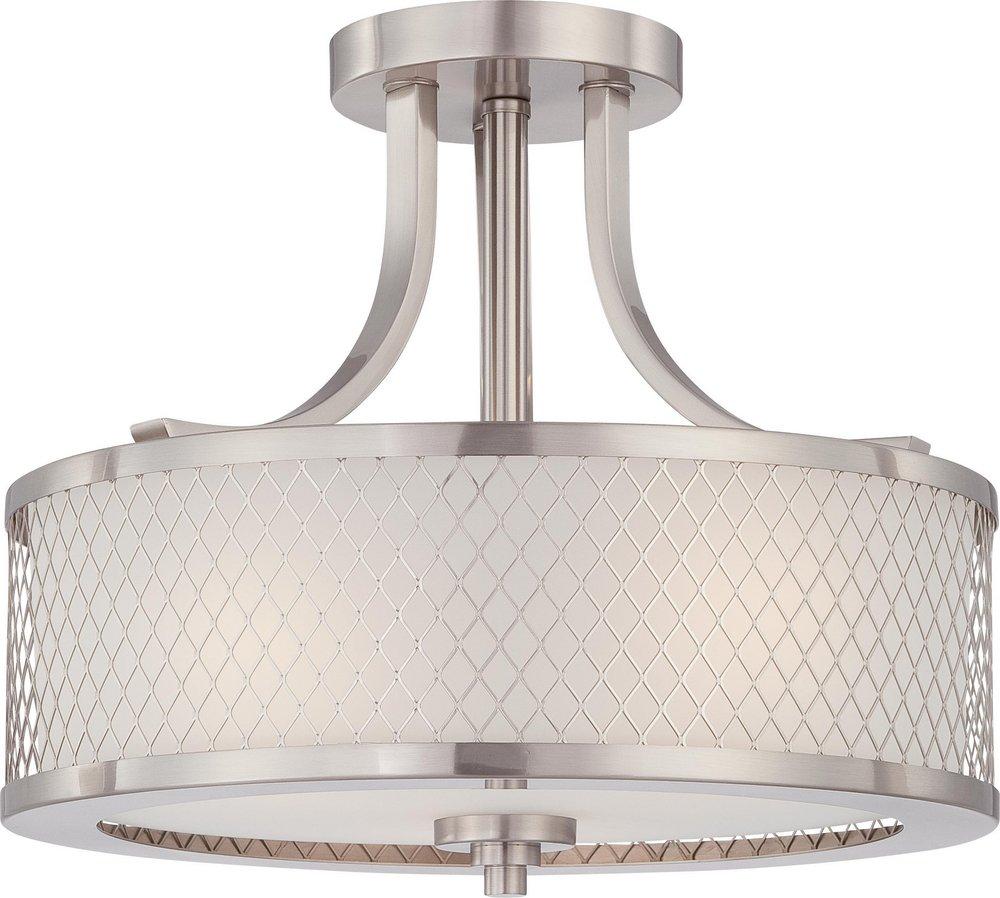 NUVO Brushed Nickel 60W 3-Light Medium Base Incandescent Semi-Flush Light 
