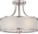 NUVO Brushed Nickel 60W 3-Light Medium Base Incandescent Semi-Flush Light 