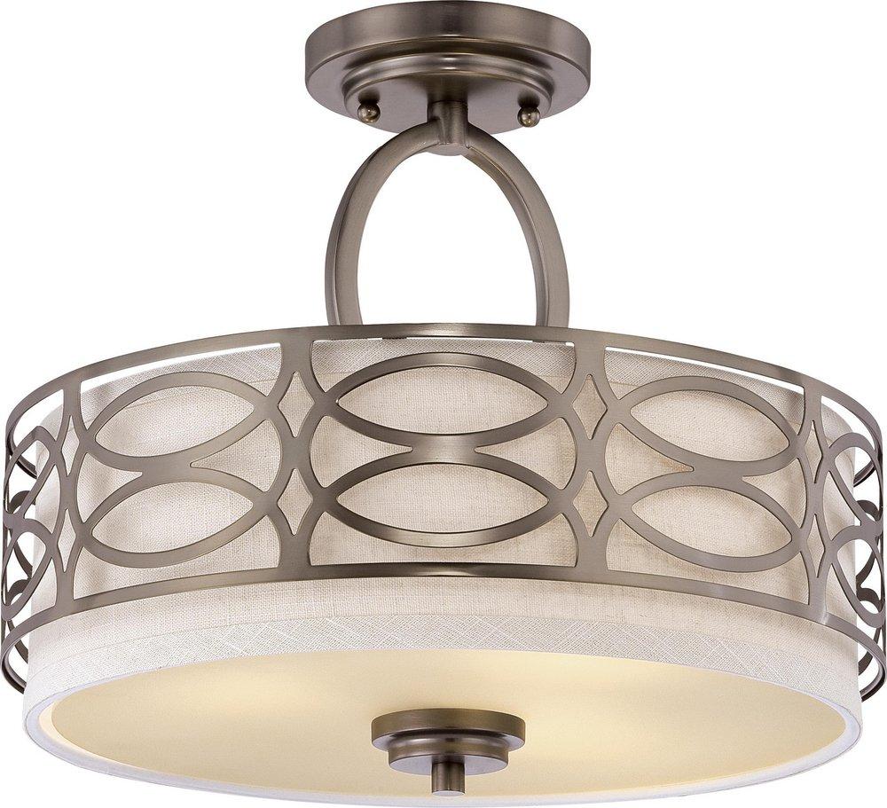 NUVO Hazel Bronze 60W 3-Light Medium E-26 Incandescent Semi-Flush Ceiling Light with Frosted Glass 