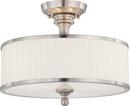 NUVO Brushed Nickel 12 x 15 in. 60W 3-Light Medium Semi-Flush Mount Ceiling Fixture 