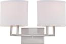 NUVO Brushed Nickel 60W 2-Light Medium E-26 Base Incandescent Vanity Light Fixture with Slate Gray Glass 