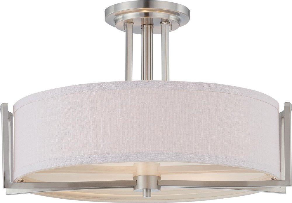 NUVO Brushed Nickel 3 Light 60W 18-3/4 in. Semi Flush Mount 