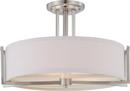 NUVO Brushed Nickel 3 Light 60W 18-3/4 in. Semi Flush Mount 