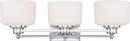 NUVO Polished Chrome 3 Light 100W 25 in. Satin White Glass Vanity 