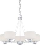60W 5-Light Medium E-26 Incandescent Chandelier with White Satin Glass in Polished Chrome