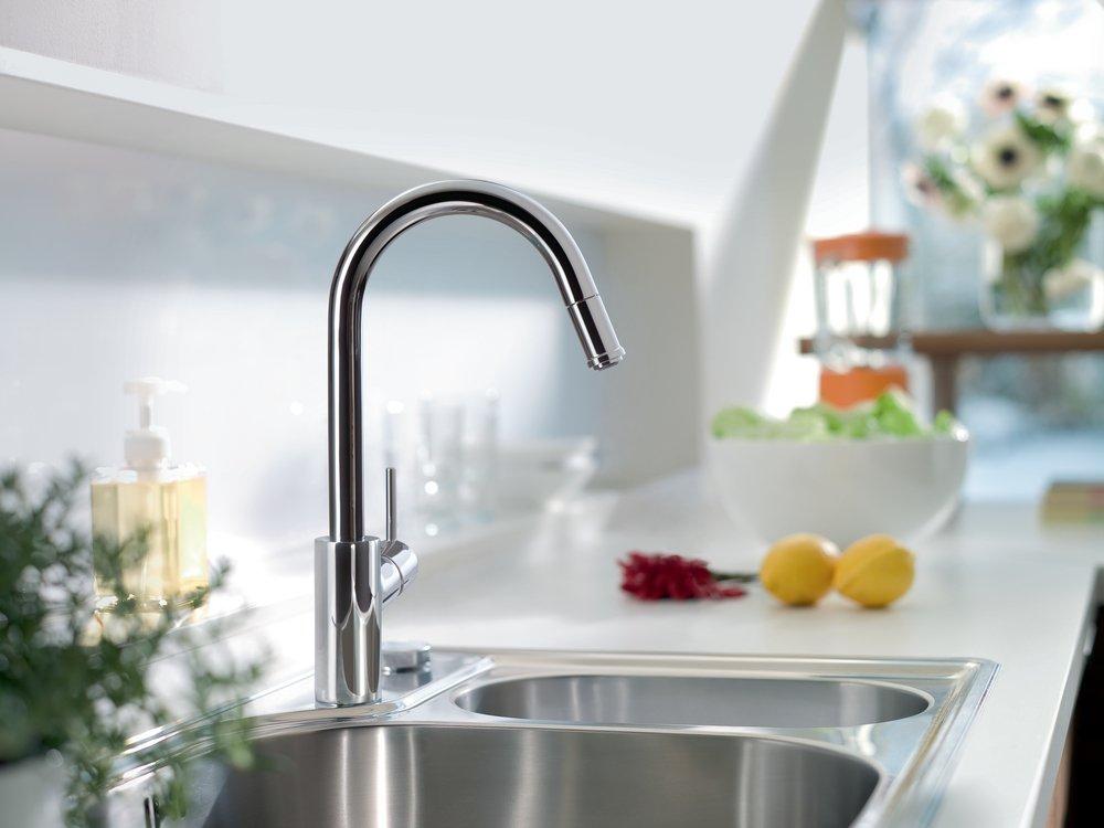 Hansgrohe Polished Chrome Single Handle Pull Down Kitchen Faucet 