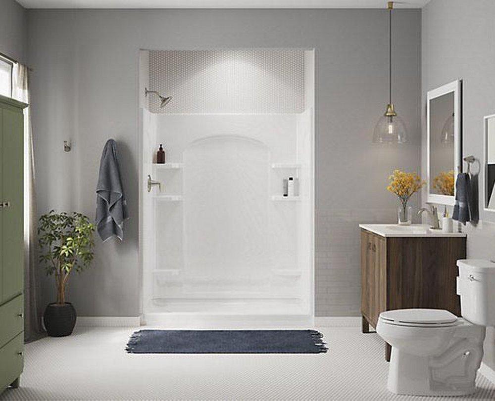 Sterling White 60 X 30 Curved Shower Left Hand Drain Ensemble White 