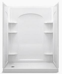 60 X 30 Curved Shower Left Hand Drain Ensemble White