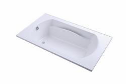 72 x 42 in. Soaker Drop-In Bathtub with End Drain in White