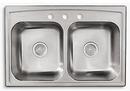 KOHLER Stainless Steel 33 x 22 in. Stainless Steel Double Bowl Drop-in Kitchen Sink 