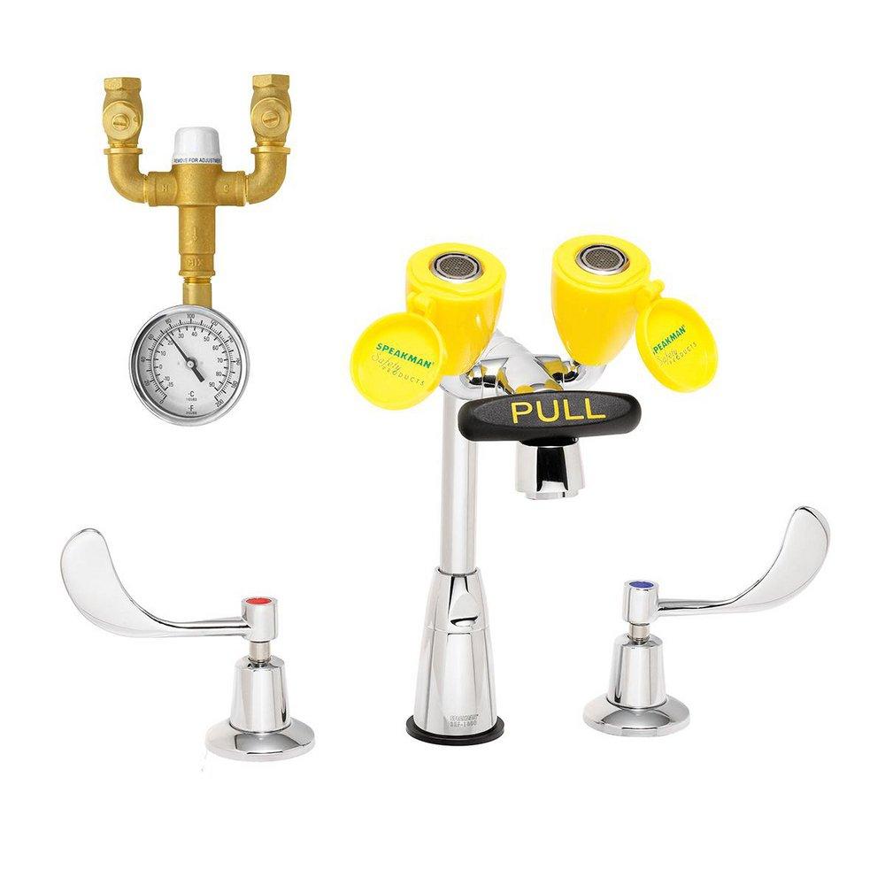 Speakman Polished Chrome Classic Widespread Eyewash Faucet 