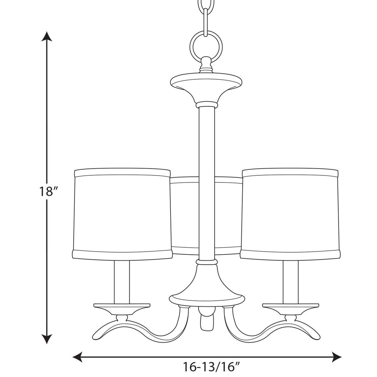 Progress Lighting Brushed Nickel 18 in. 60 W 3-Light Medium Candelabra Chandelier 