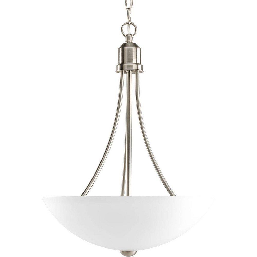 Progress Lighting Brushed Nickel 2 Light 100W Foyer Pendant with Etched Glass 
