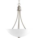 2 Light 100W Foyer Pendant with Etched Glass Brushed Nickel