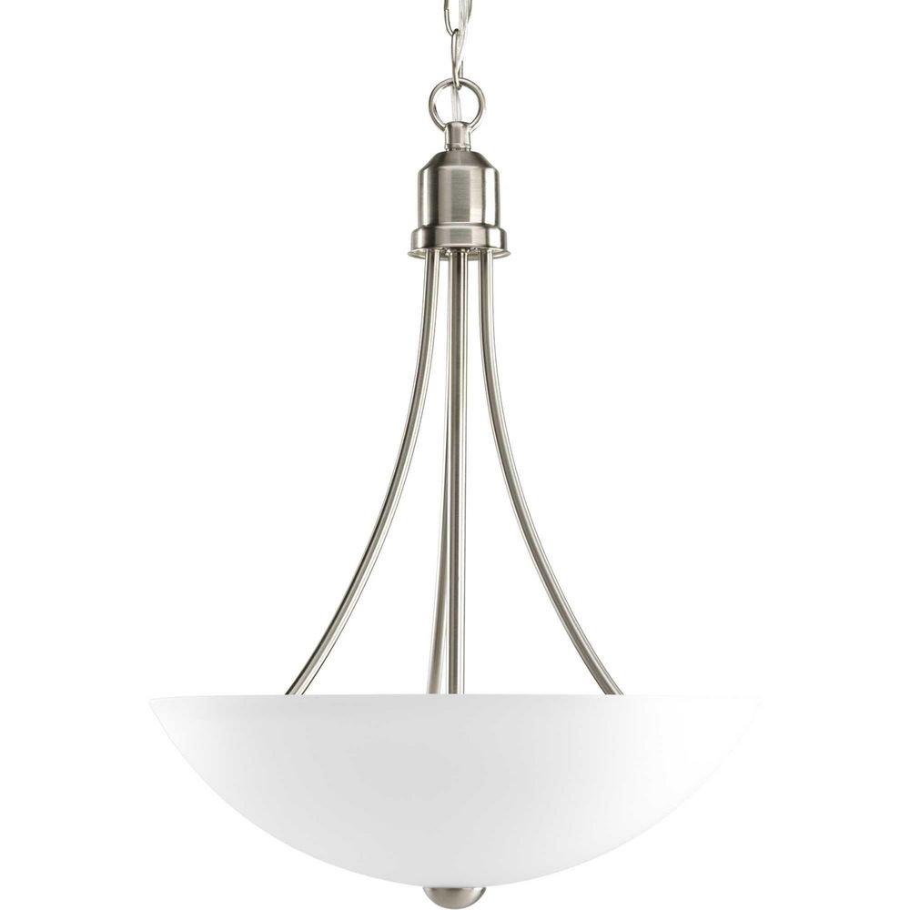 Progress Lighting Brushed Nickel 2 Light 100W Foyer Pendant with Etched Glass 