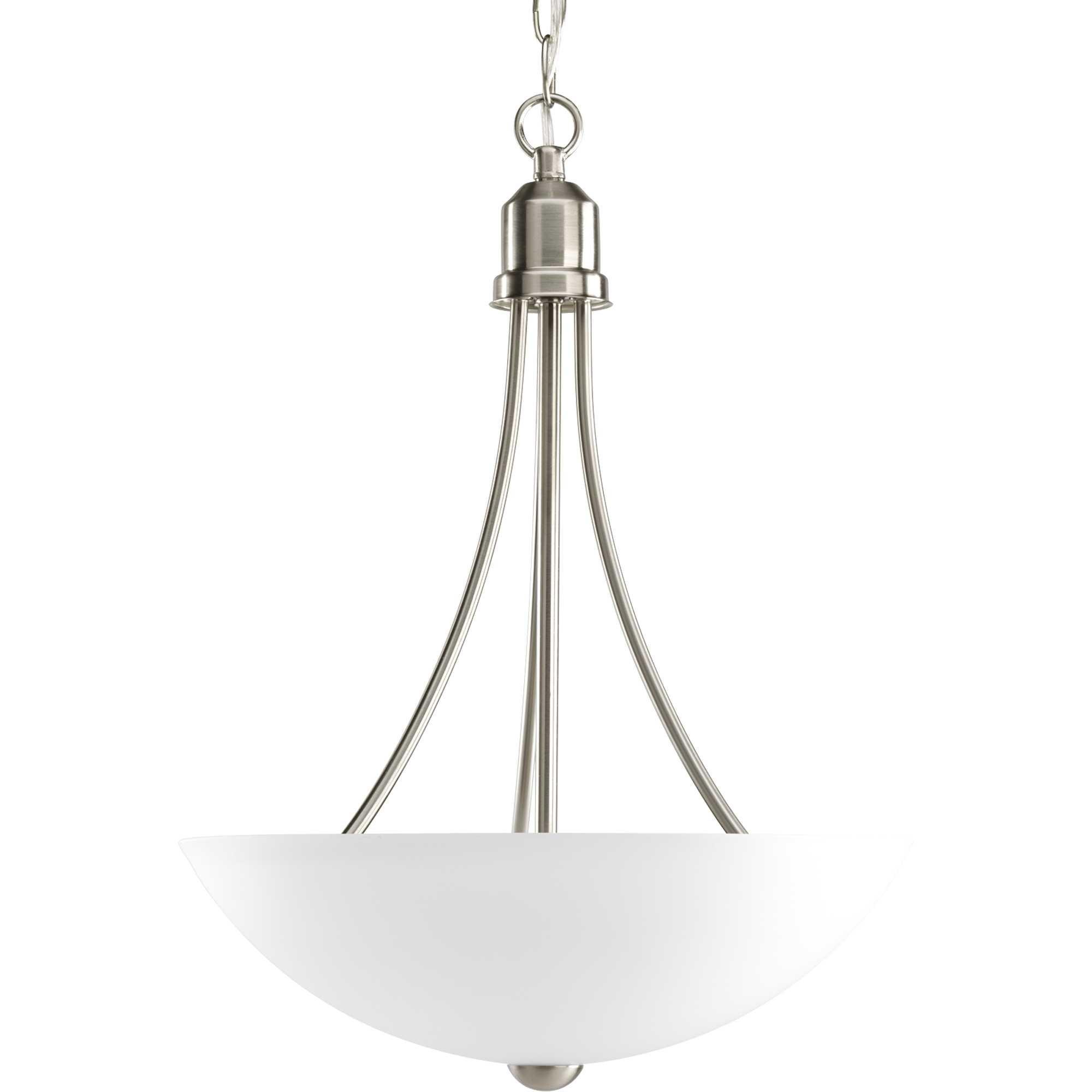 Progress Lighting Brushed Nickel 2 Light 100W Foyer Pendant with Etched Glass 